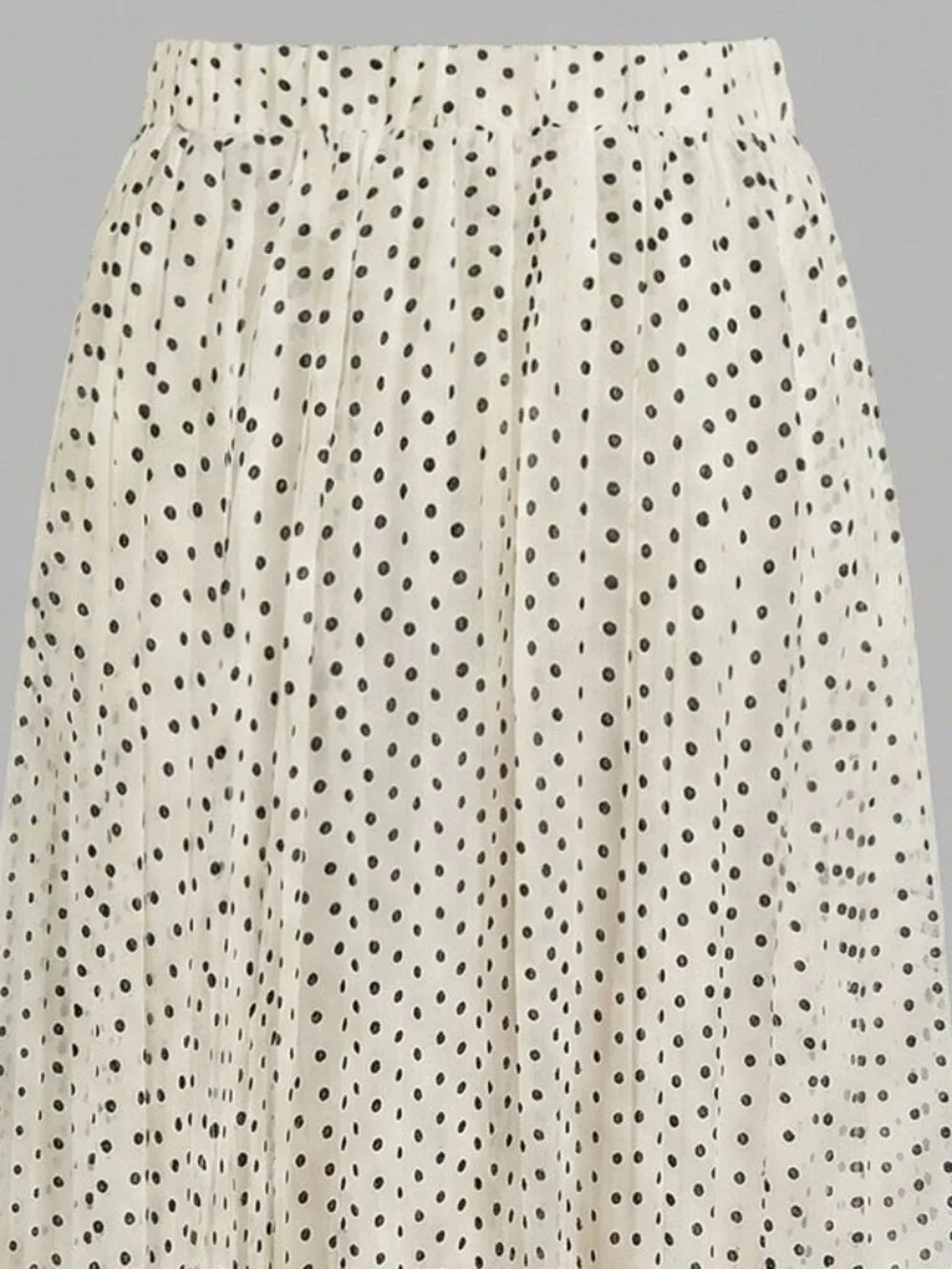 Apricot Elegant Women's polka dot Print Pleated Loose Skirt
